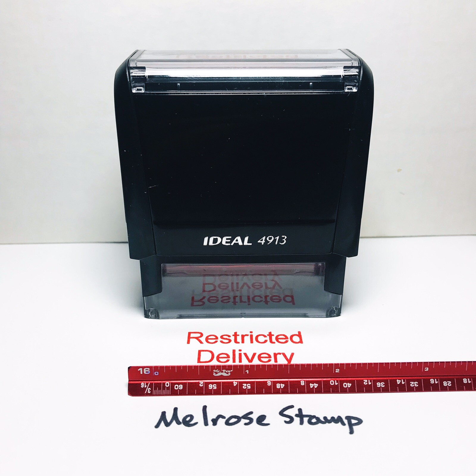 Restricted Delivery Rubber Stamp Red Ink Ideal 4913