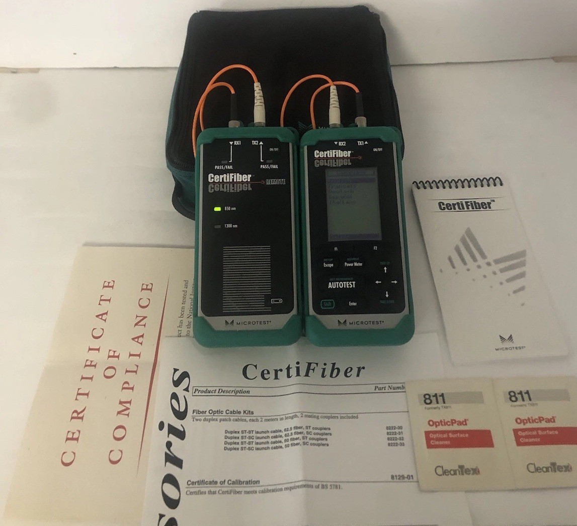 Microtest CertiFiber Optic Advanced certification multimode Fiber Network Excell