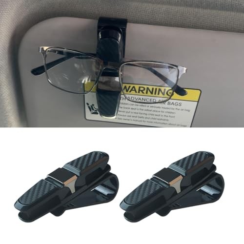 2PCS Glasses Holders for Car Sun Visor, Double-End Sunglasses Mount, Black/Grey