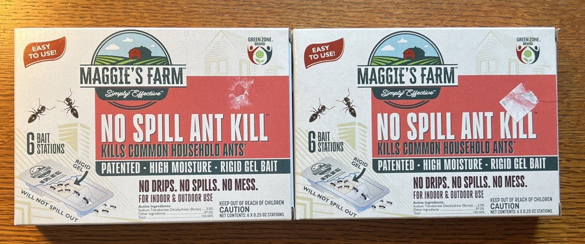 Maggie's Farm No Spill Ant Kill Lot of 2 Ant Bait Station Indoor Outdoor