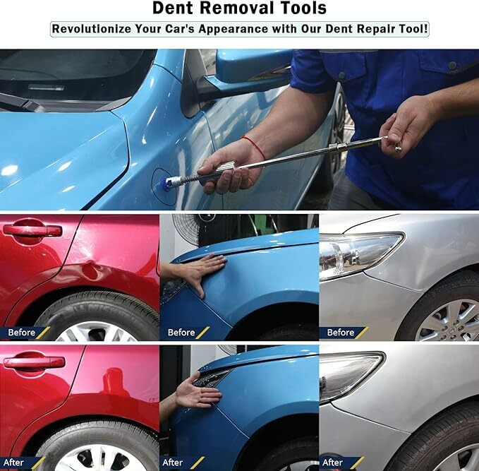 Car Paintless Dent Repair Kit - Easy Dent Removal with Puller, Glue Gun & Tabs