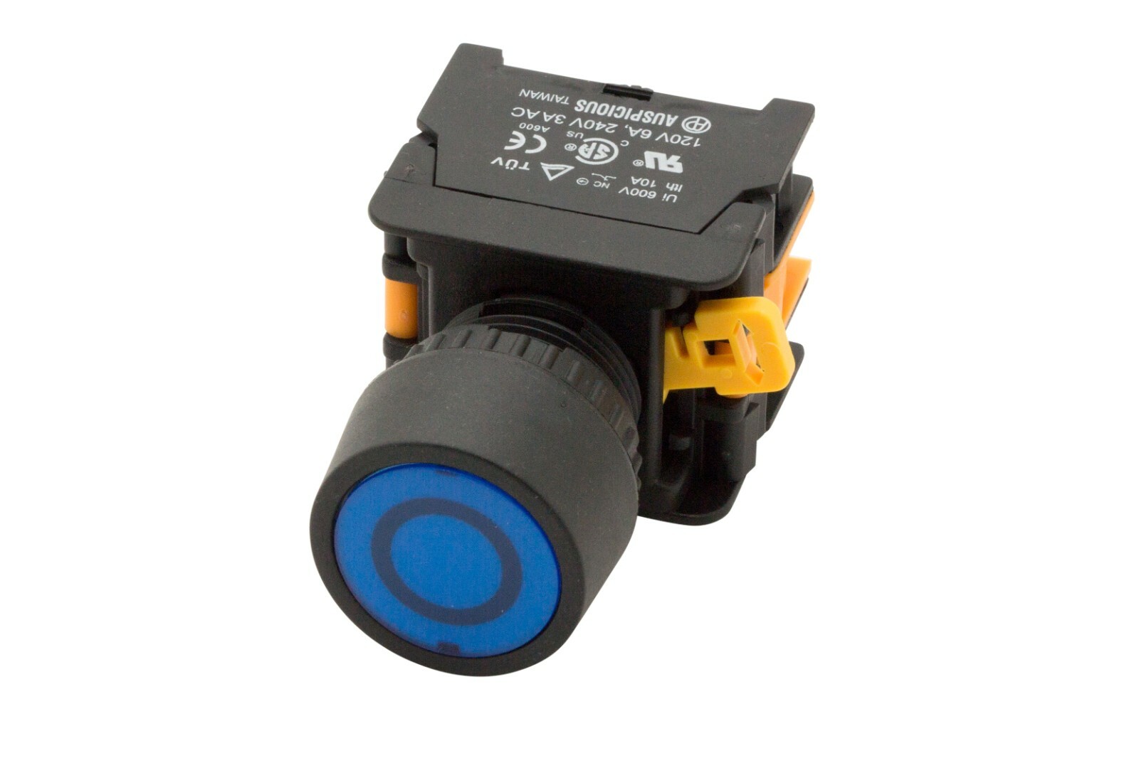 ATI PFL22 Blue 22mm Push Button Latching Switch Illuminated 120V LED