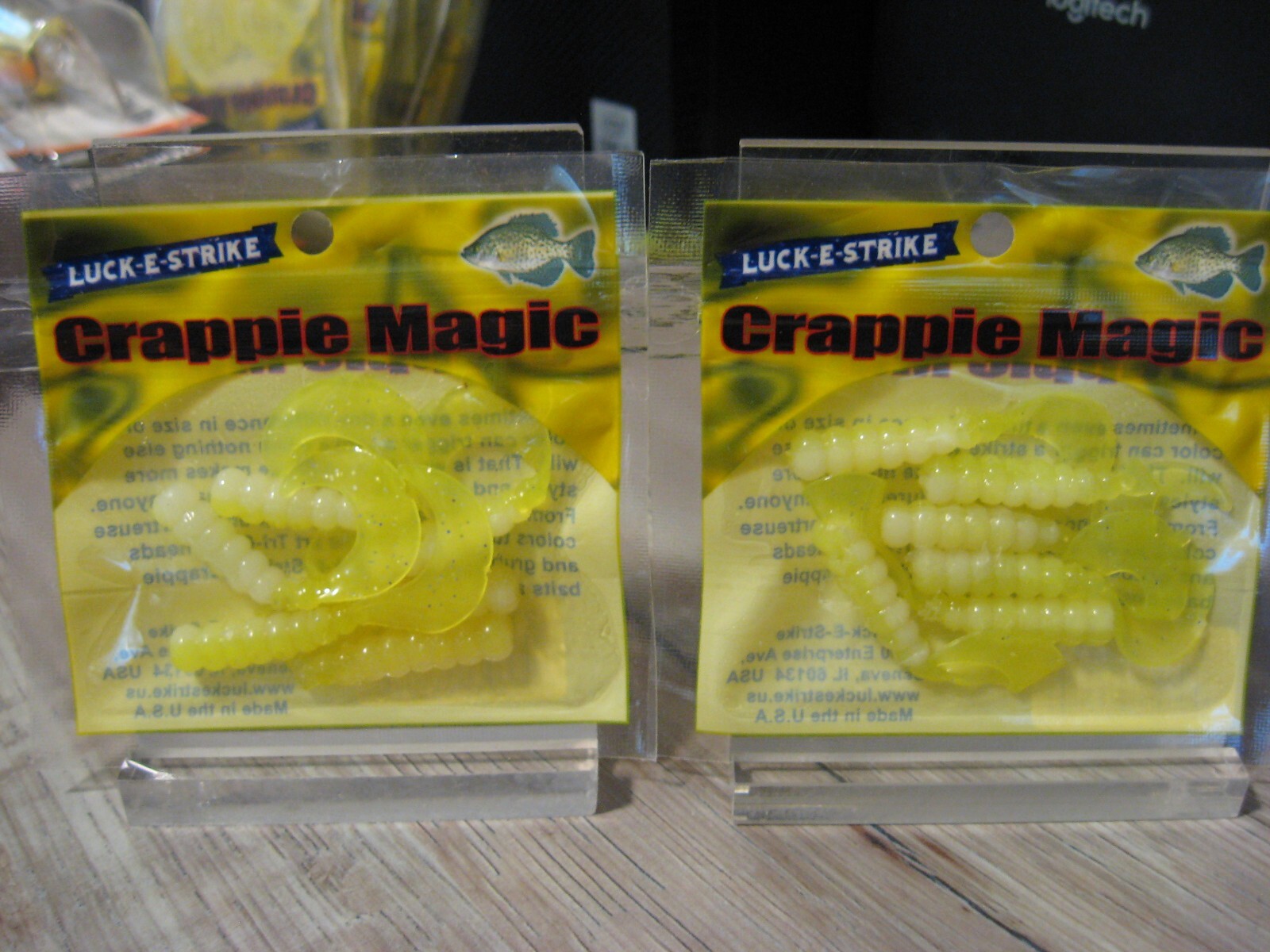 2 Packs Luck-E-Strike 2" Crappie Magic Grubs Soft Fishing Swim Baits Chartreuse