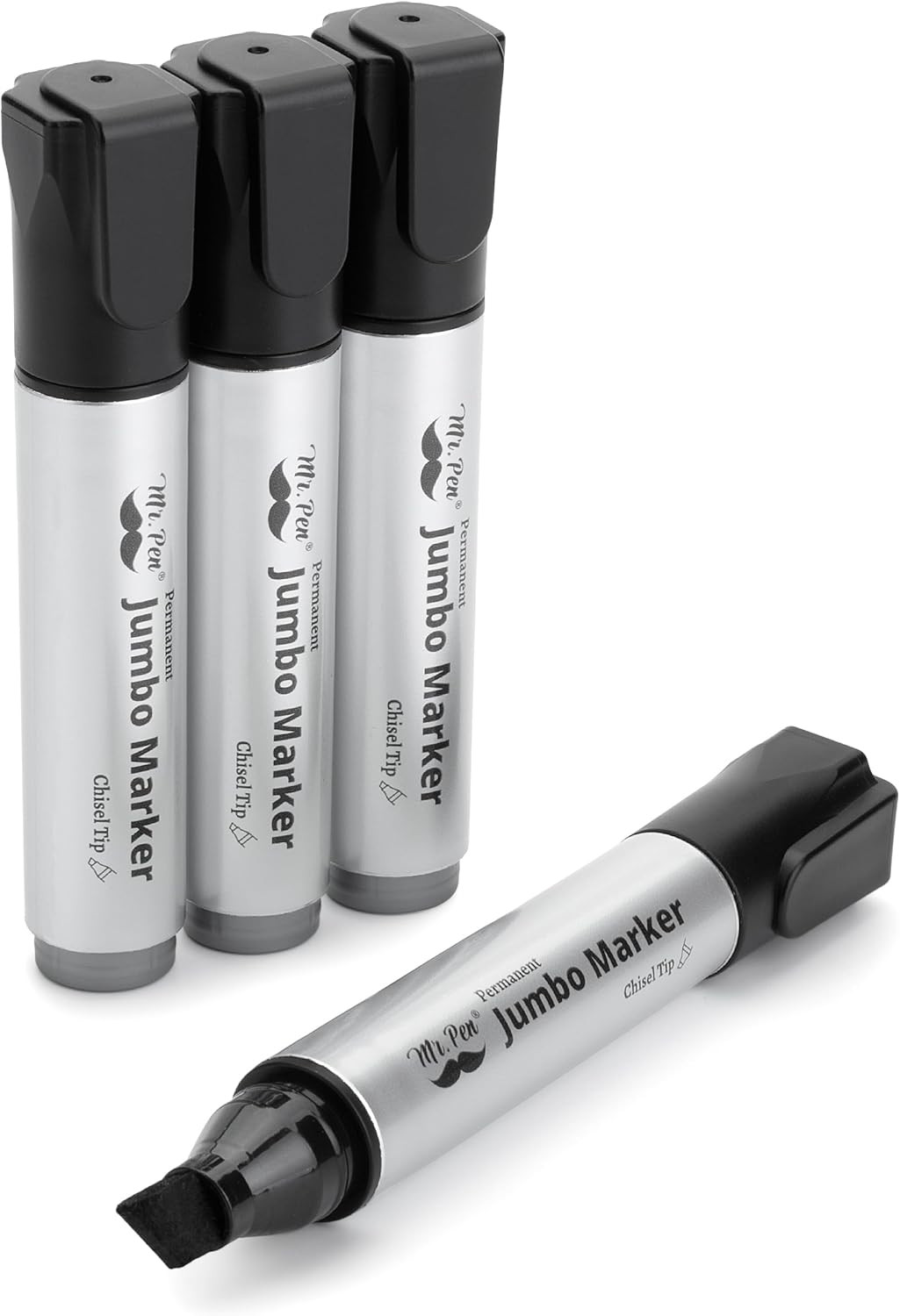 - Jumbo Permanent Markers, 4 Pack, Black, Chisel Tip, Wide Tip, Large, Thick Per