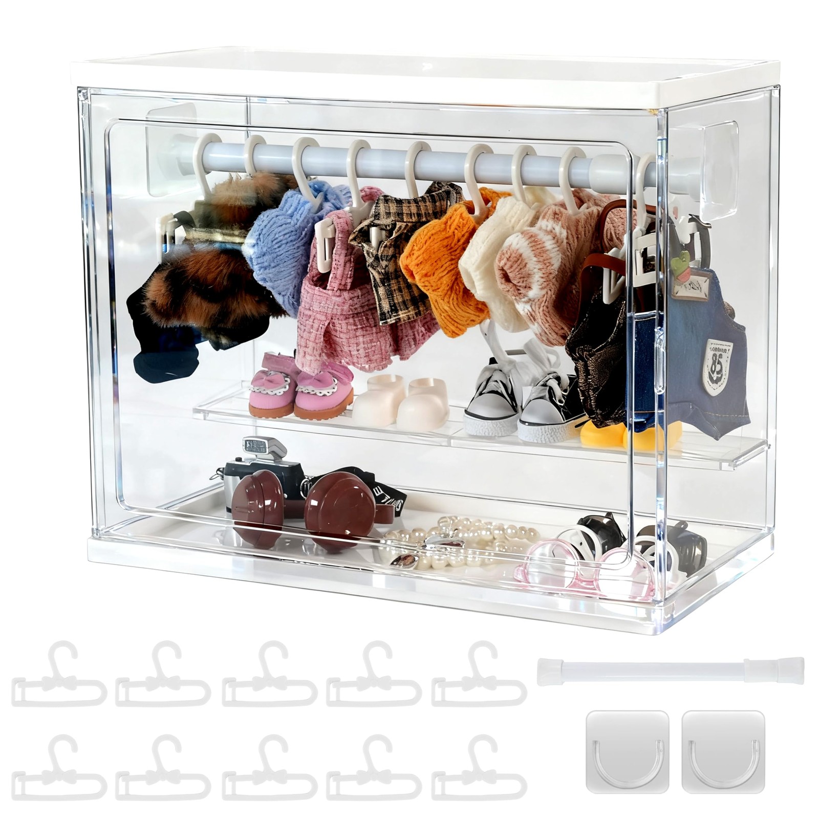 Clear Display Case Compatible with Labubu 15/17cm Doll Clothes & Transparent