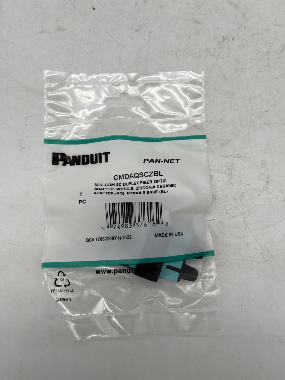 Panduit CMDAQSCZBL MINI-COM SC DUPLEX FIBER OPTIC ADAPTER MODULE BRAND NEW