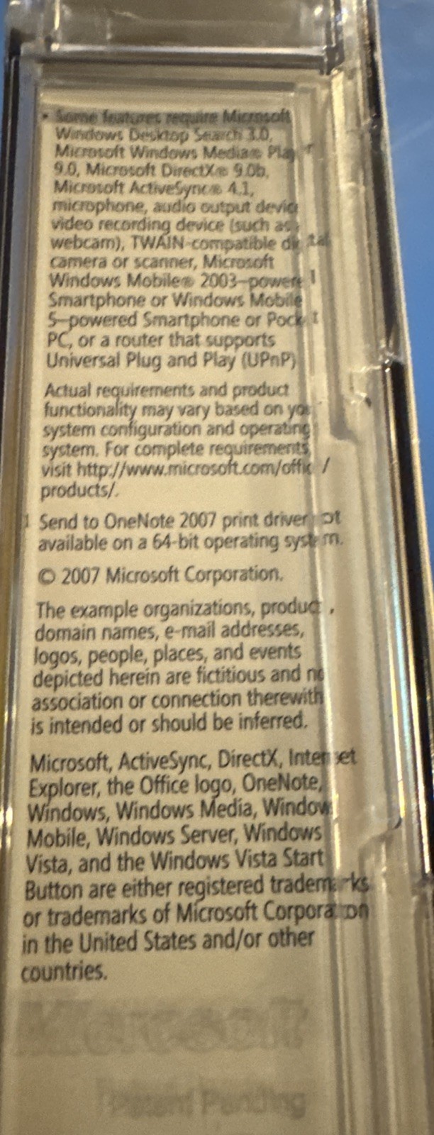 Microsoft Office OneNote 2007 w / Product Key And Disc Only