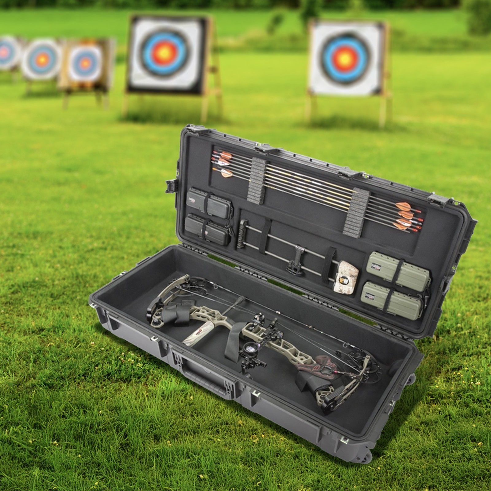 SKB Hard Large Plush Storage Case Archery Bow Parallel Limb iSeries REV2, Black