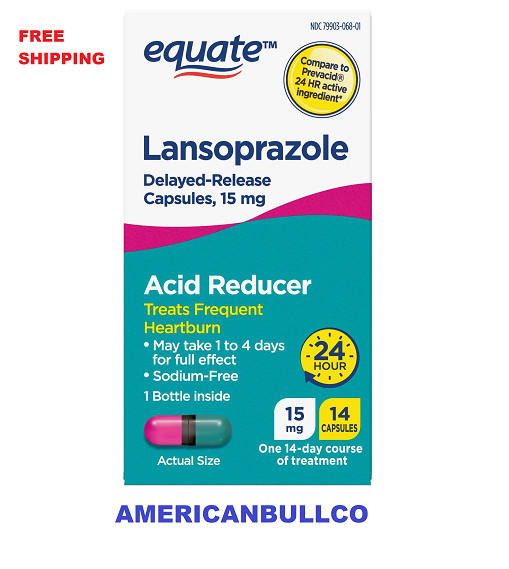 Equate Lansoprazole Delayed Release Capsules 15 mg, 14 Count, Acid Reducer
