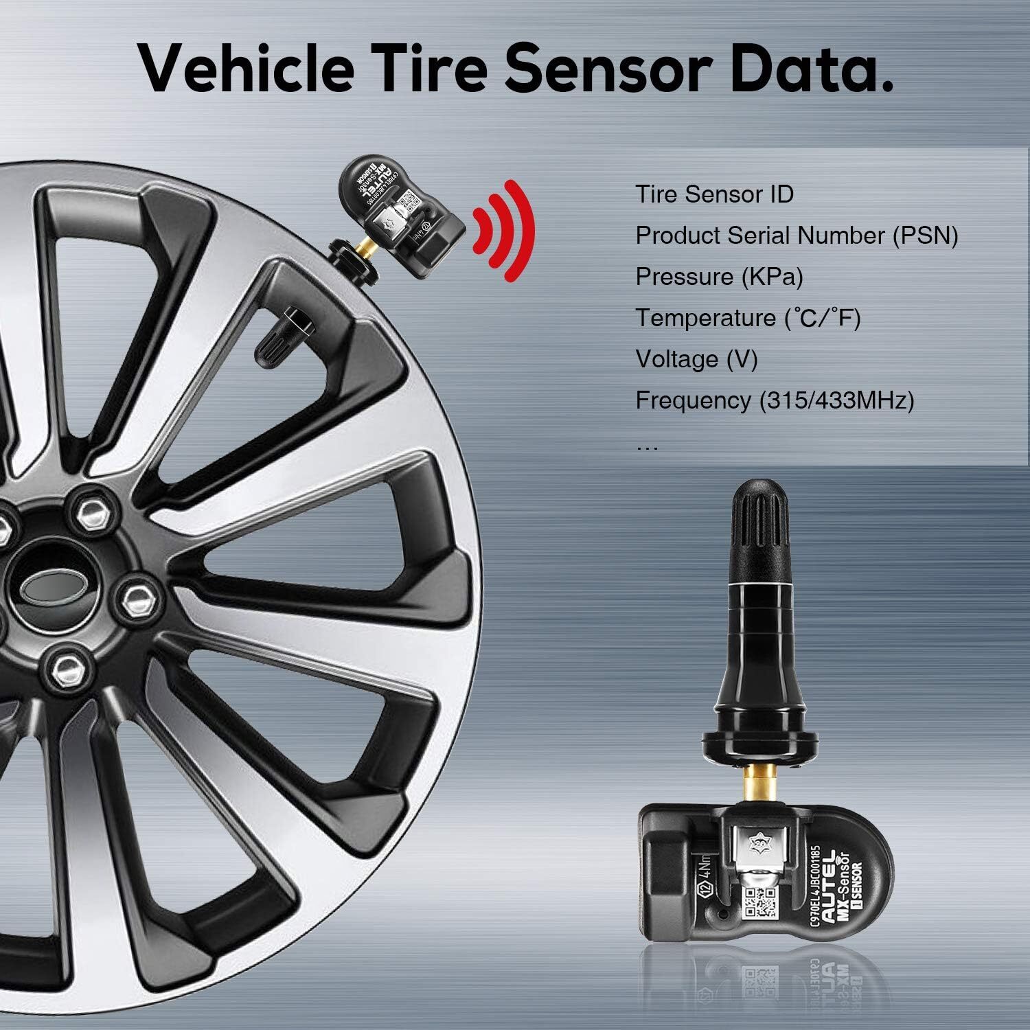 Autel TPMS MX-Sensor 315MHz & 433MHz Programmable Universal Tire Pressure Rubber