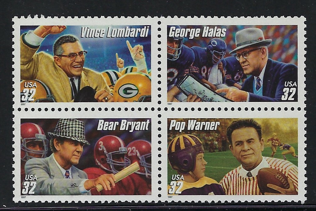 USA - MNH Block of 4  Stamps -  32c Football Coaches.............#3143 - 3146