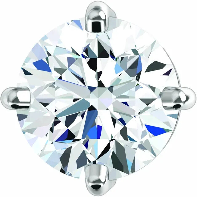 14K Solid White Gold Slide Pendant Setting Round Solitaire Mounting 4mm-12mm