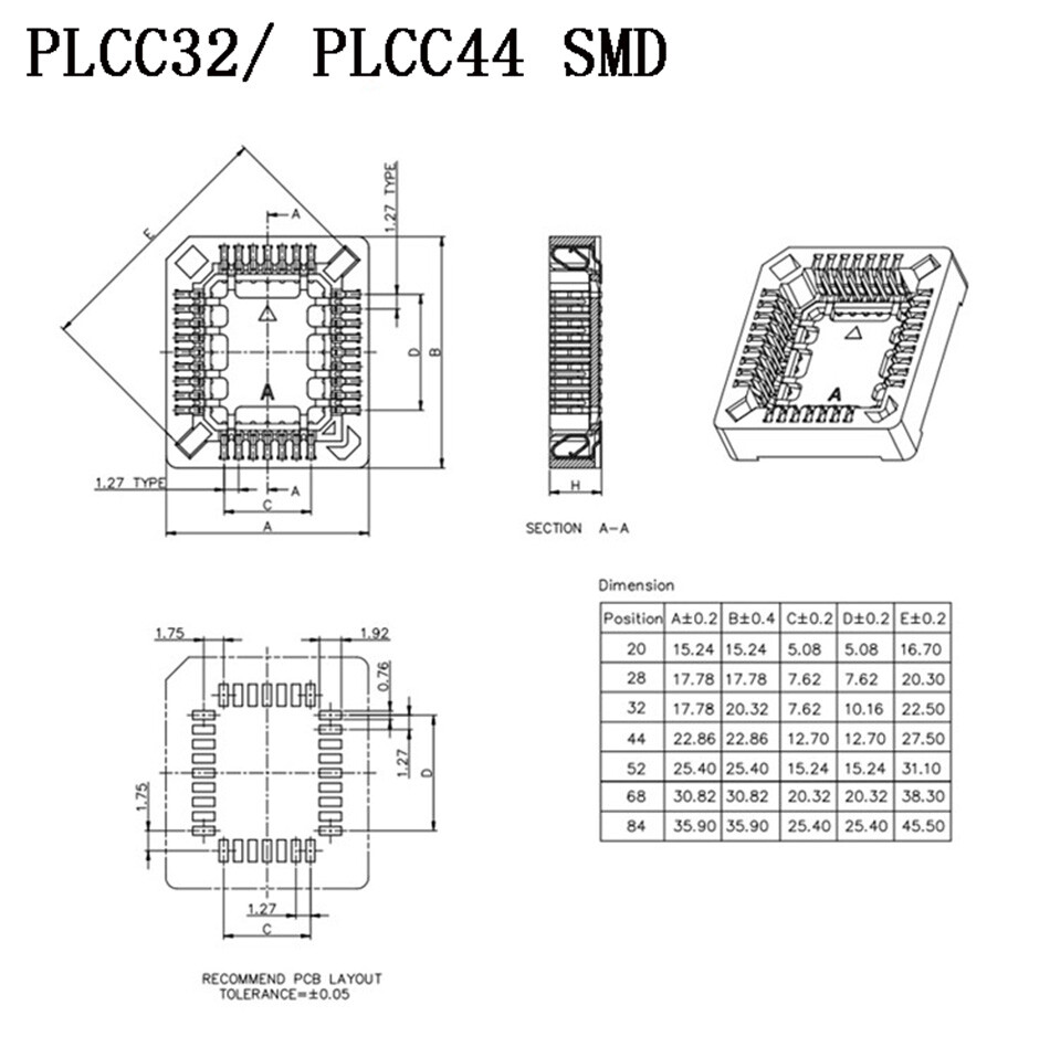 PLCC32 PLCC44 DIP/SMD IC Socket Adapter PLCC Converter IC Test Socket IC Slot