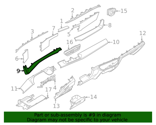 Genuine Volkswagen Instrument Panel Molding 57N-858-061-QDY