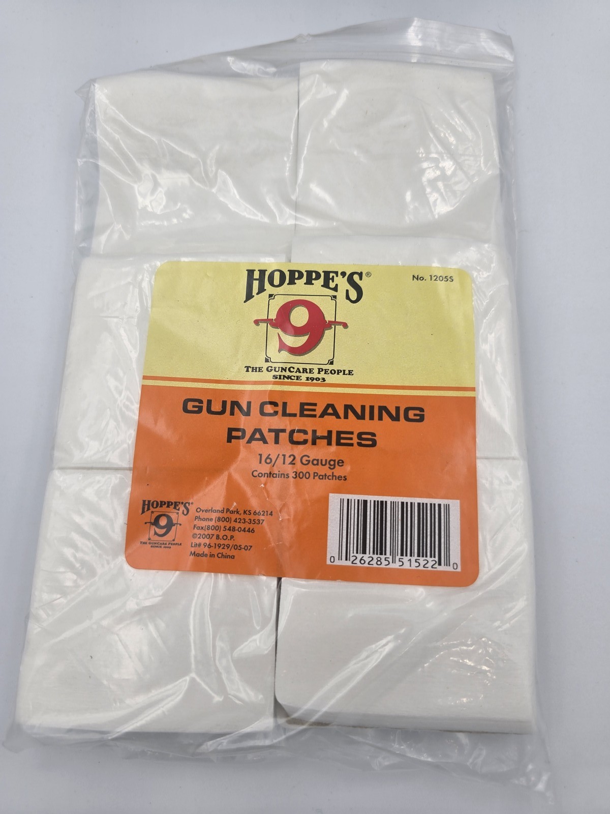 Hoppe's No. 9 Gun Cleaning Patches 16/12 Gauge 300 Count Air Gun Slingshot