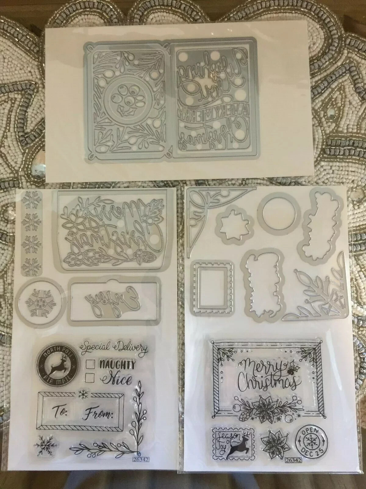 Sizzix Mini Holiday Cardmaking Envelope Liner Stamps and Dies Set  New