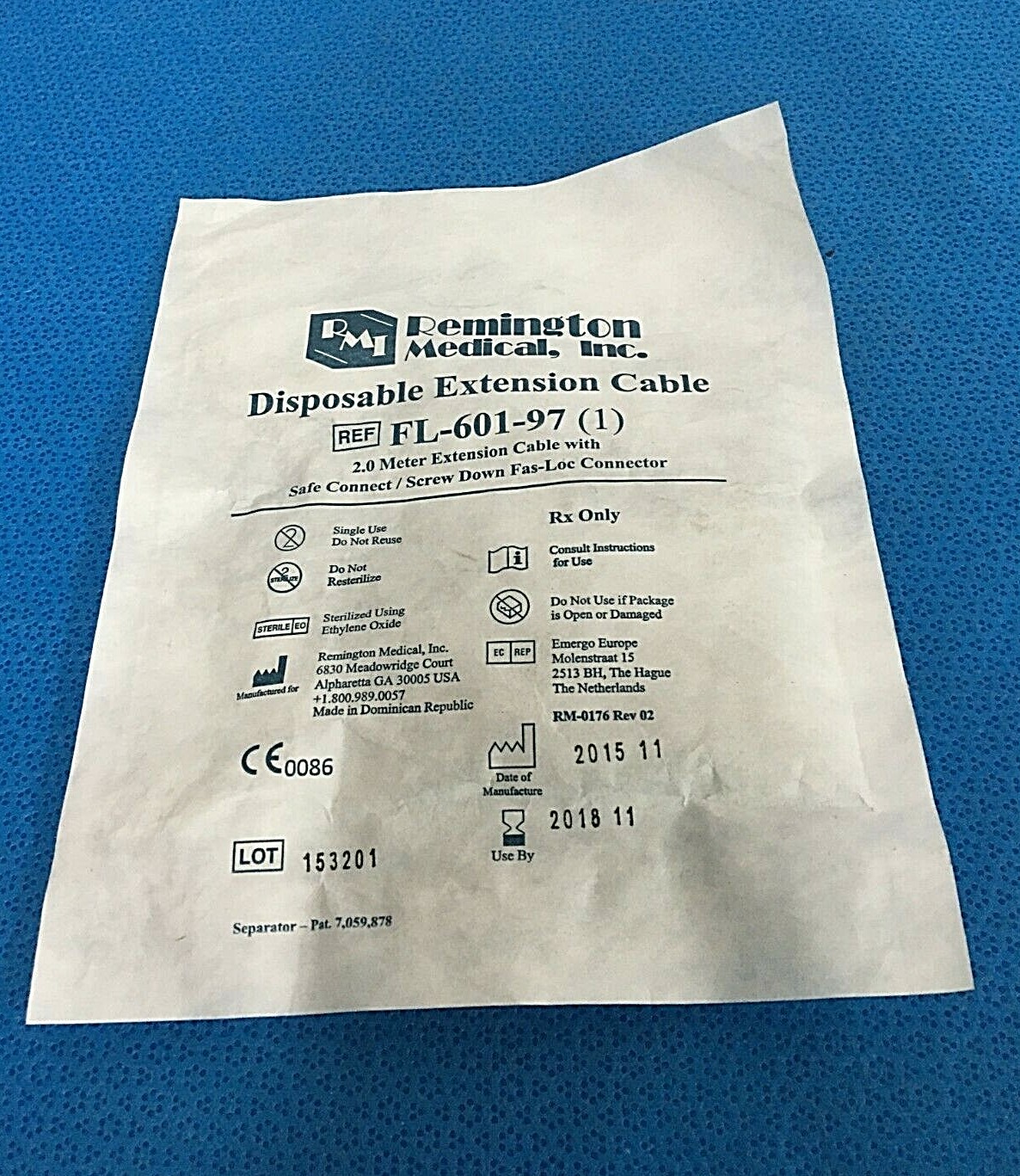 Remington Medical Inc. Disposable Extension Cable FL-601-97.