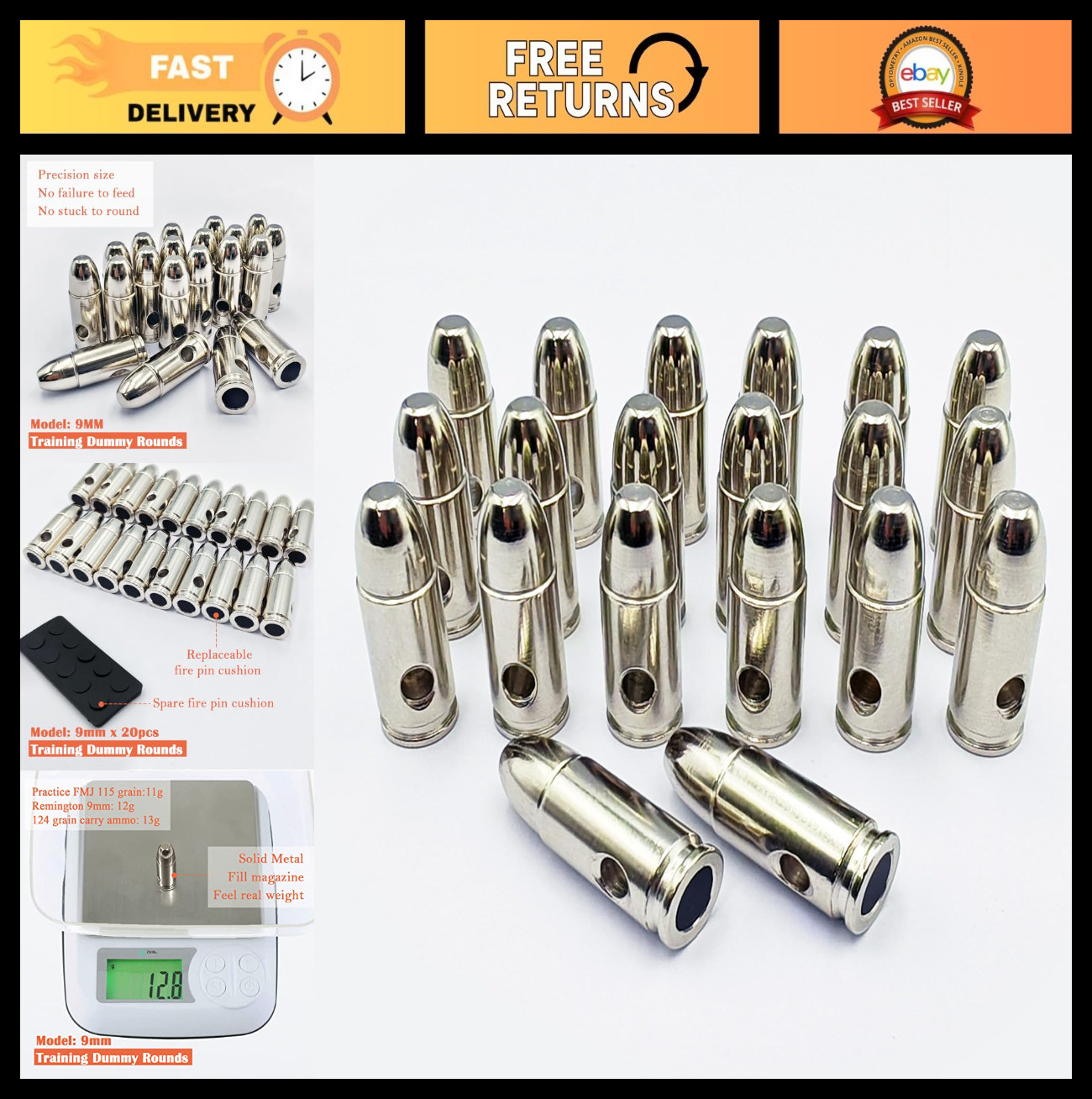 Steel Safety Practice Rounds - Action Trainer Dummy Rounds for Dry Fire Training