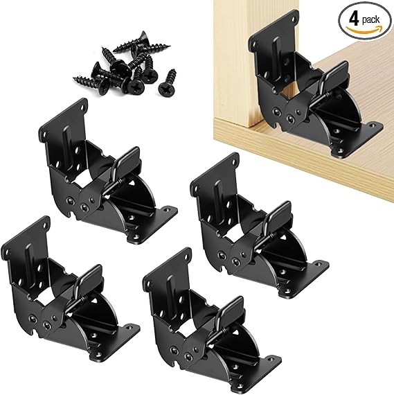 Folding Brackets 4 Pack, Heavy-Duty Self-Locking Hinges with Screws, Fo