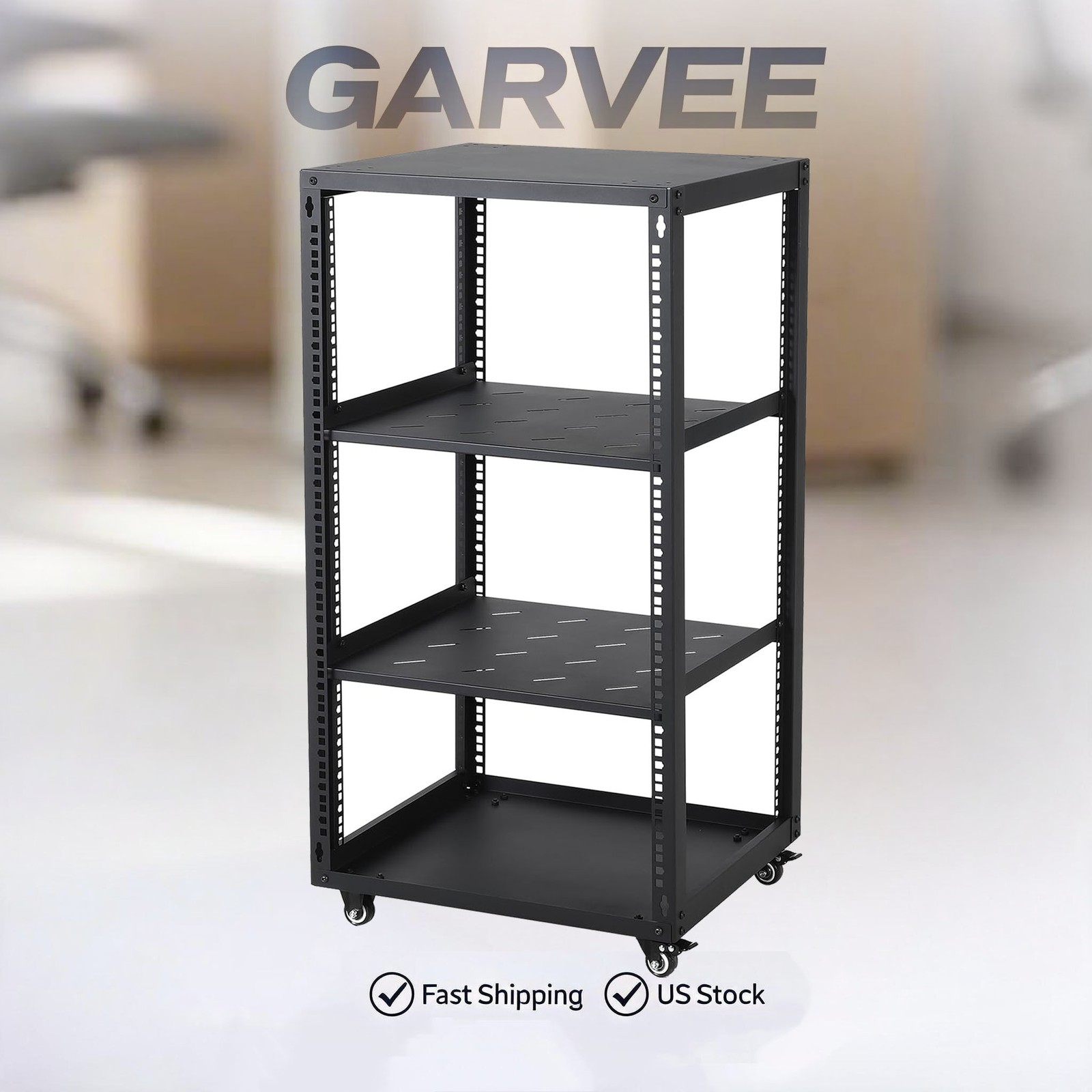 Network Rack 12U with Casters Heavy Duty Open Frame Network Server Rack For IT