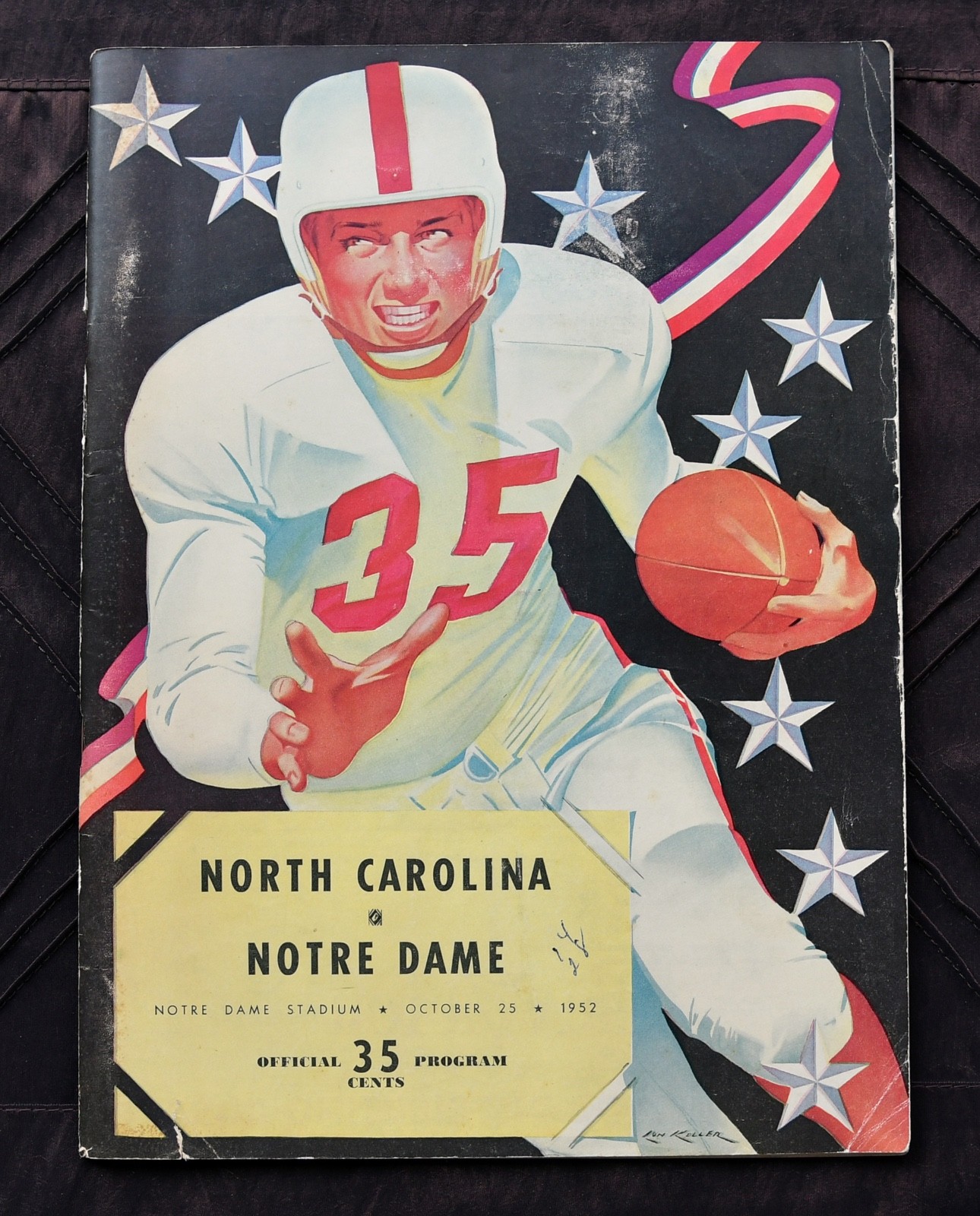 1952 Notre Dame Fighting Irish Football Program. North Carolina. NCAA Football.