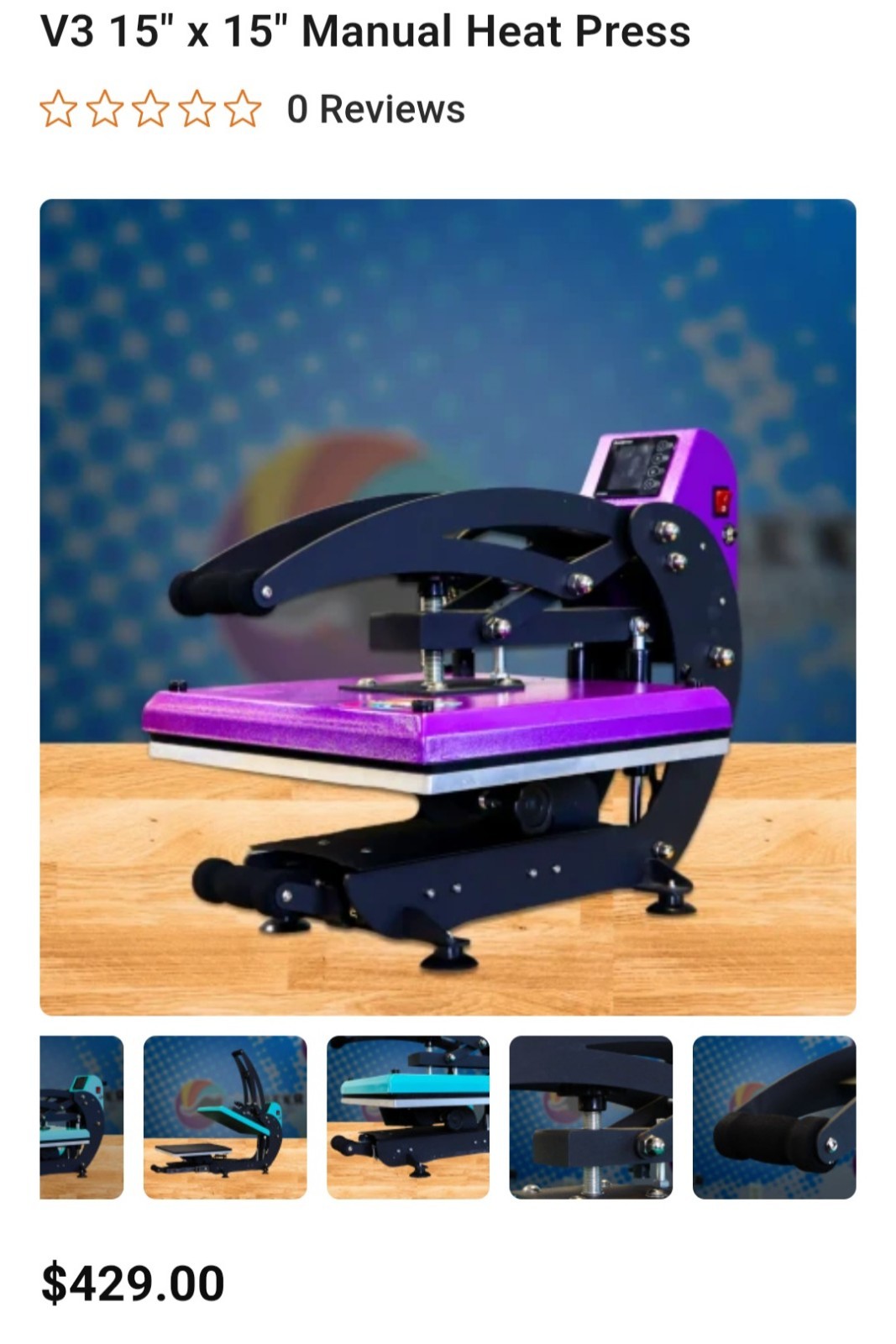 WALAPRESS V3.1 Heat Press 15 X 15 Inch 110V Manual BRAND NEW
