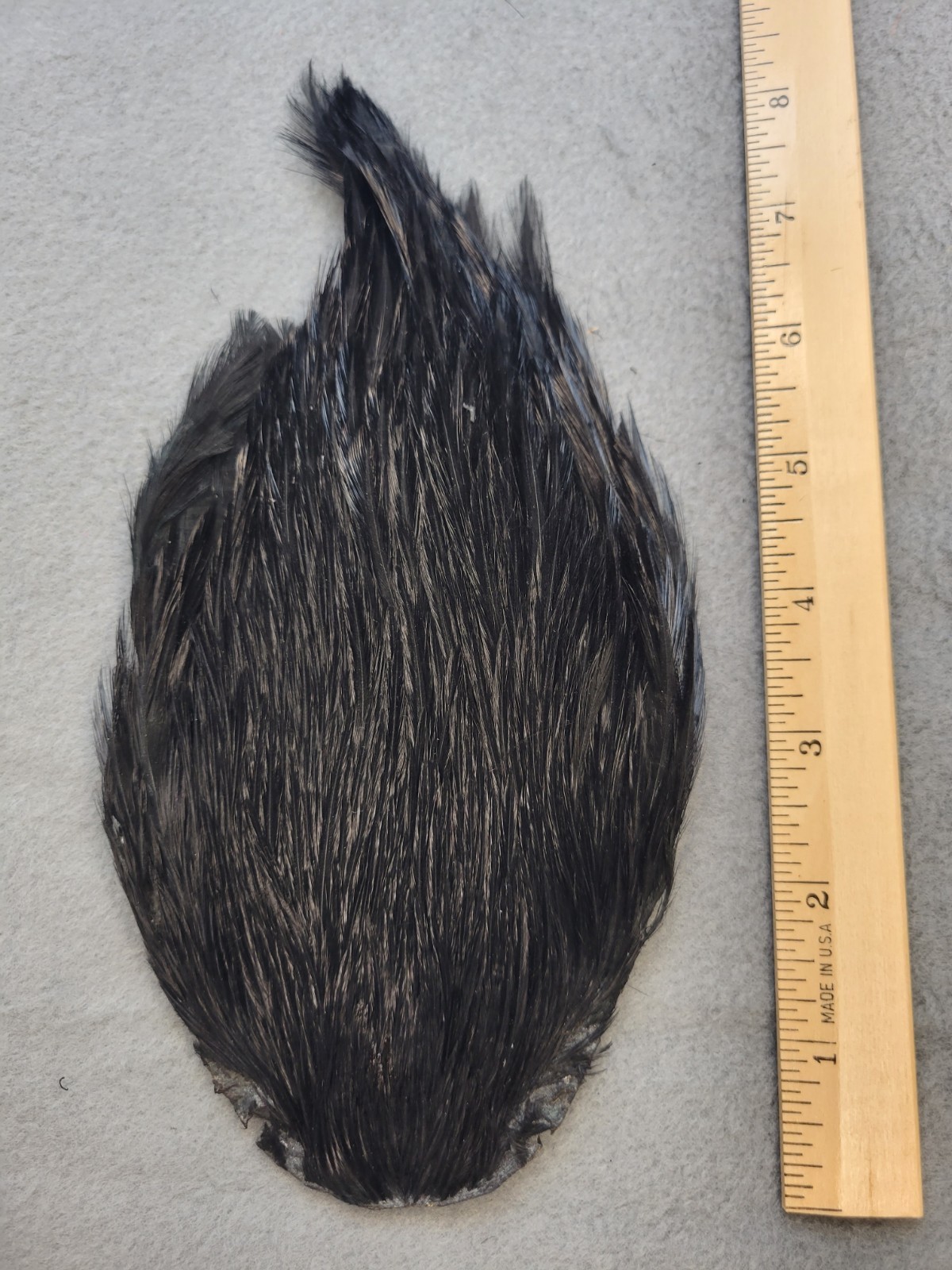 Lot 167,  Grade B,  DYED BLACK India Rooster Streamer Neck Cape Feathers