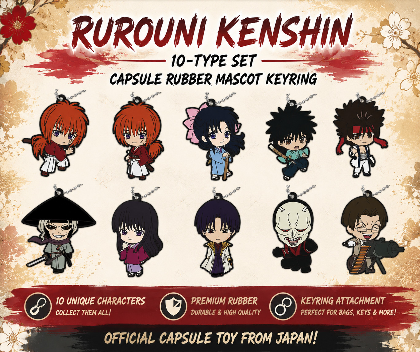 Rurouni Kenshin: Meiji Kenkaku Romantan Capsule Rubber Mascot