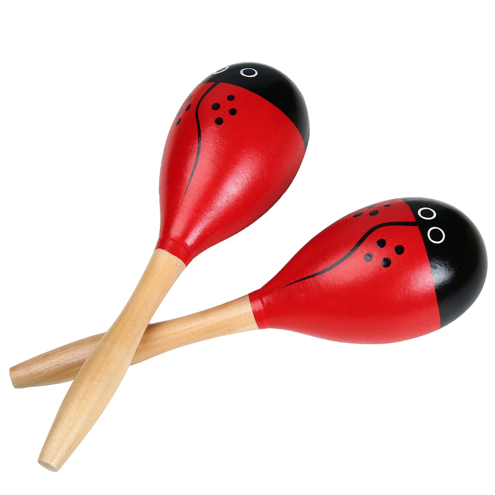 Maracas, Wooden Shaker Musical Percussion Instrument for Adult Kids Ladybird