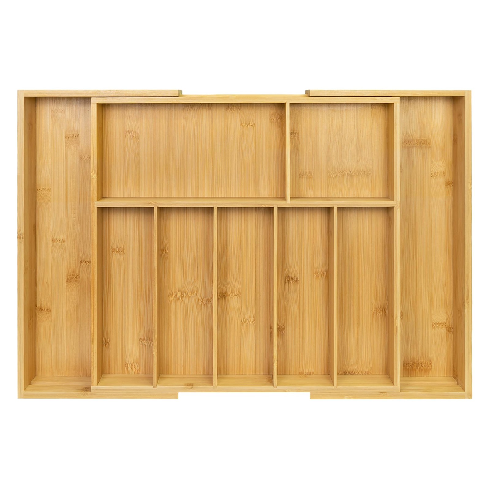 Utoplike Extra Large Kitchen Drawer Organizer, Solid Bamboo Natural