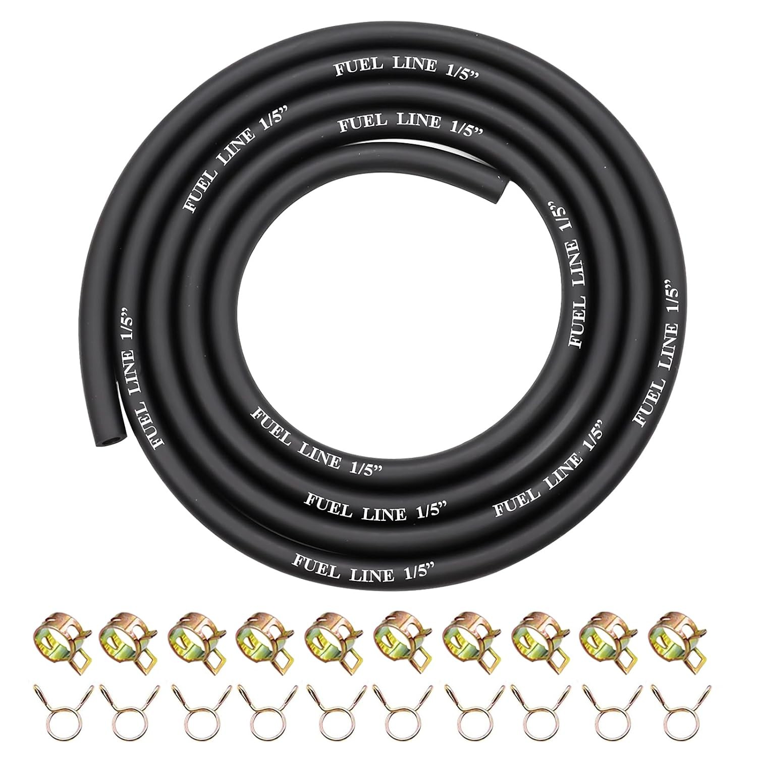 1/5 Inch Fuel Line with 20PCS Hose Clamps 5.5mm Gas Tube Fuel Hose for Cars