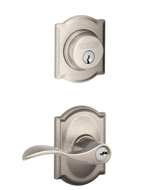 Schlage Accent Entry Lever with Deadbolt Combo Pack Nickel FB55N ACC 619 CAM