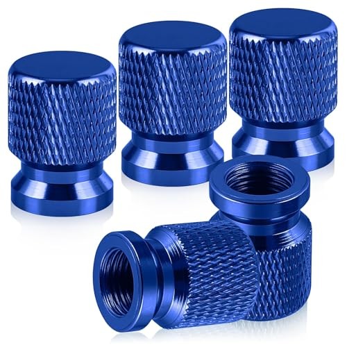 Tire Valve Stem Caps Blue - 5 Pack Universal Stem Covers, Aluminum Alloy Bluee