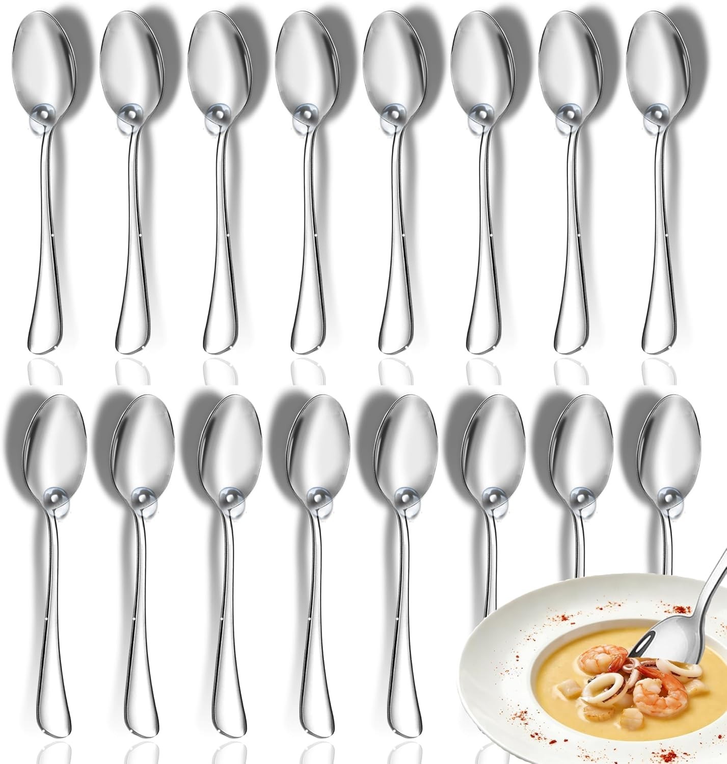 7.3in Dinner Spoon Set 12PCS Stainless Steel Cutlery Silverware