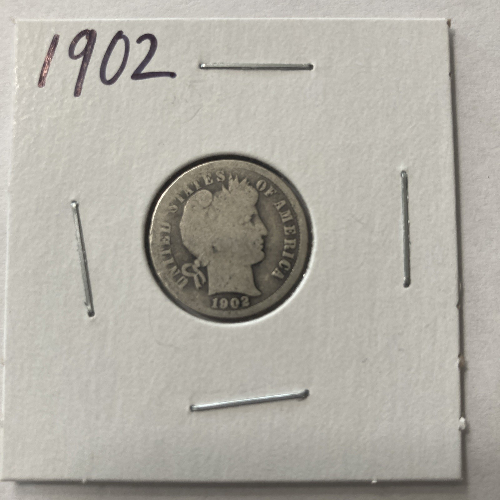 1902 P Barber 90% Silver Dime 10c US Coin