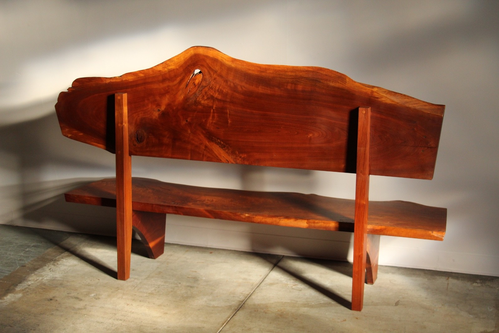 Studio Live-Edge Walnut Bench by Gino Russo, 1970s