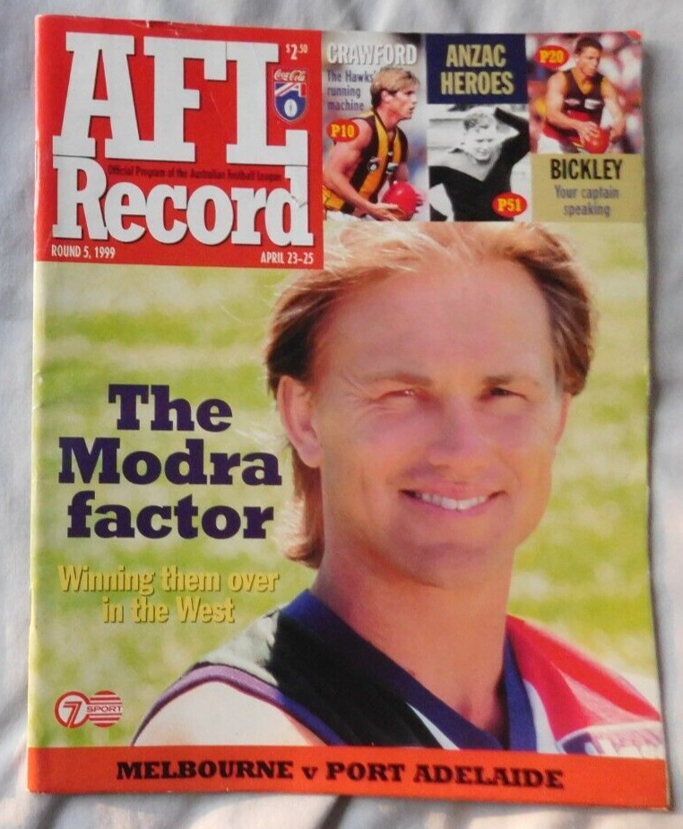 1999 AFL RECORD PROGRAM Australian Football Melbourne Vs Port Adelaide