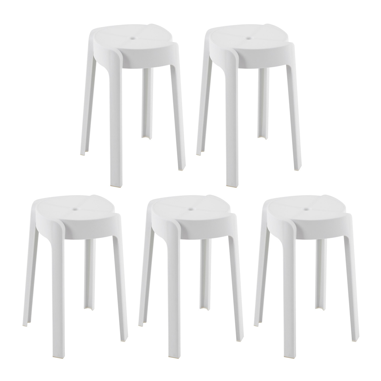 Indoor Outdoor Kitchen Bar Chairs 5Pcs Plastic Stools Stackable Seat 18'' H