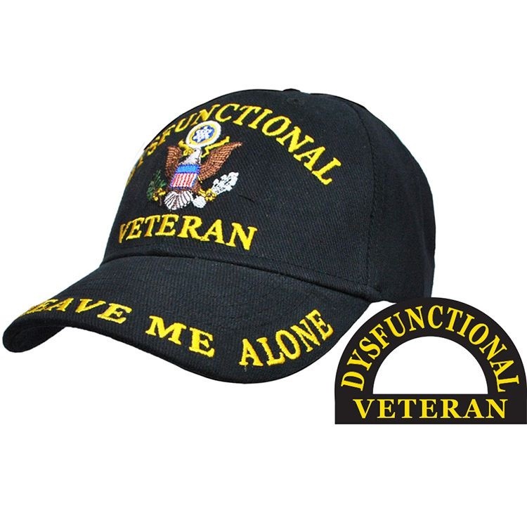 U.S. DYSFUNCTIONAL VETERAN LEAVE ME ALONE BLACK Adjustable Embroidered Cap Hat