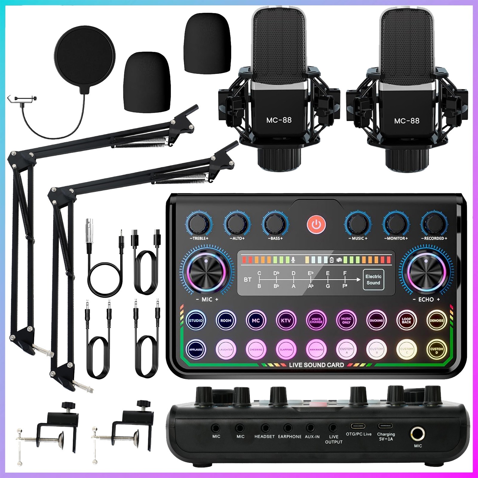 Music Mixer Condencer Mic Podcast Equipment Bundle Home Studio Recording Kit