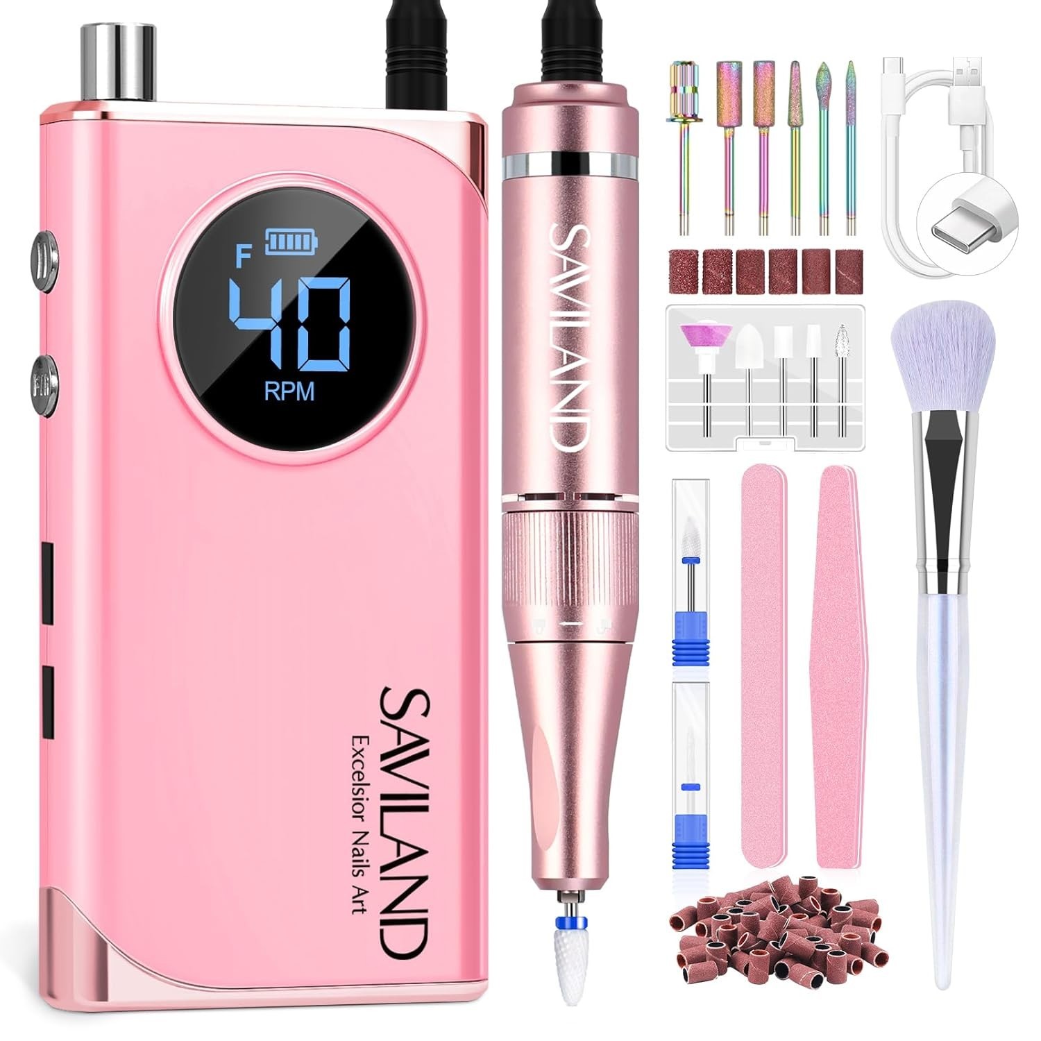 SAVILAND Nail Drill Professional: 40000RPM Electric Nail File 2024 Macaron Gradi