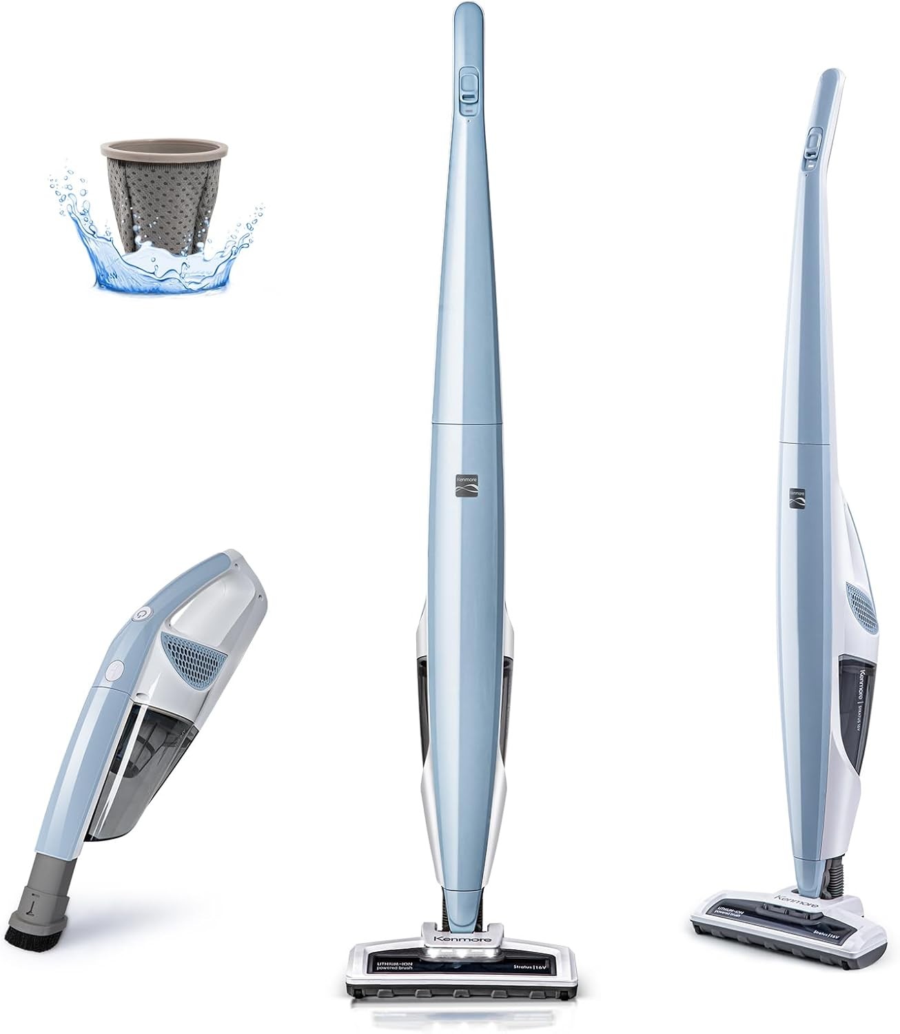 Kenmore DS1020 16V Cordless Stick Vacuum Lightweight 2in1 Handheld,LED Headlight
