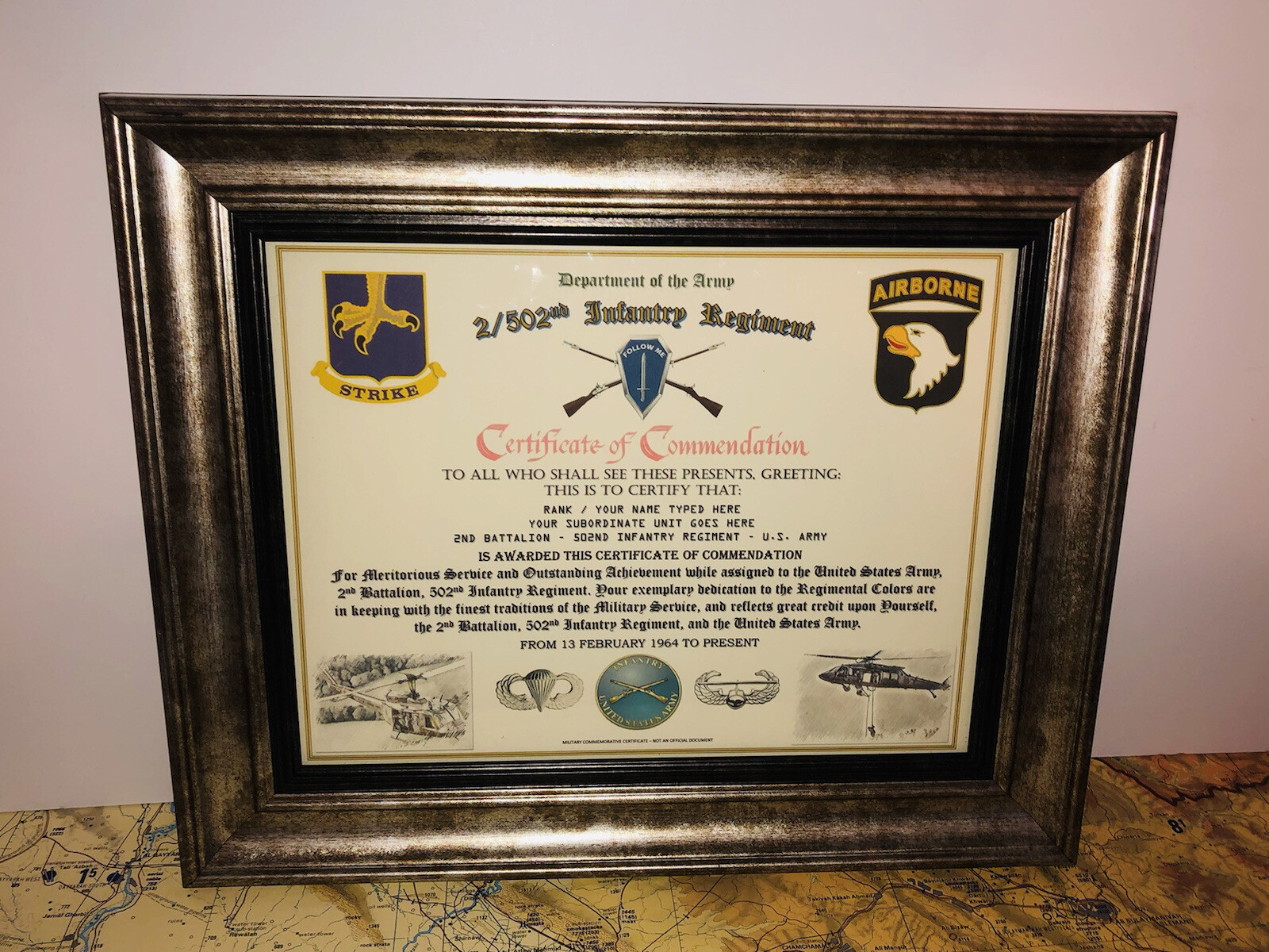 2/502ND INFANTRY REGIMENT / COMMEMORATIVE - CERTIFICATE OF COMMENDATION