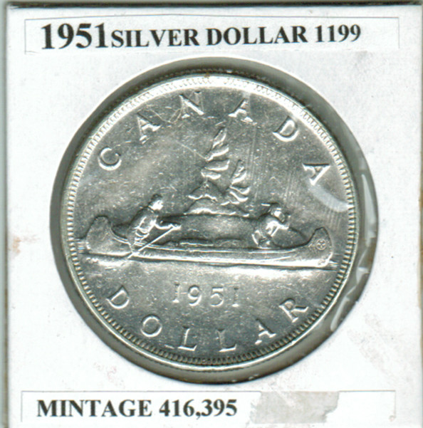 1951 FINE   SILVER DOLLAR,  EXCELLENT COIN, KING GEORGE VI