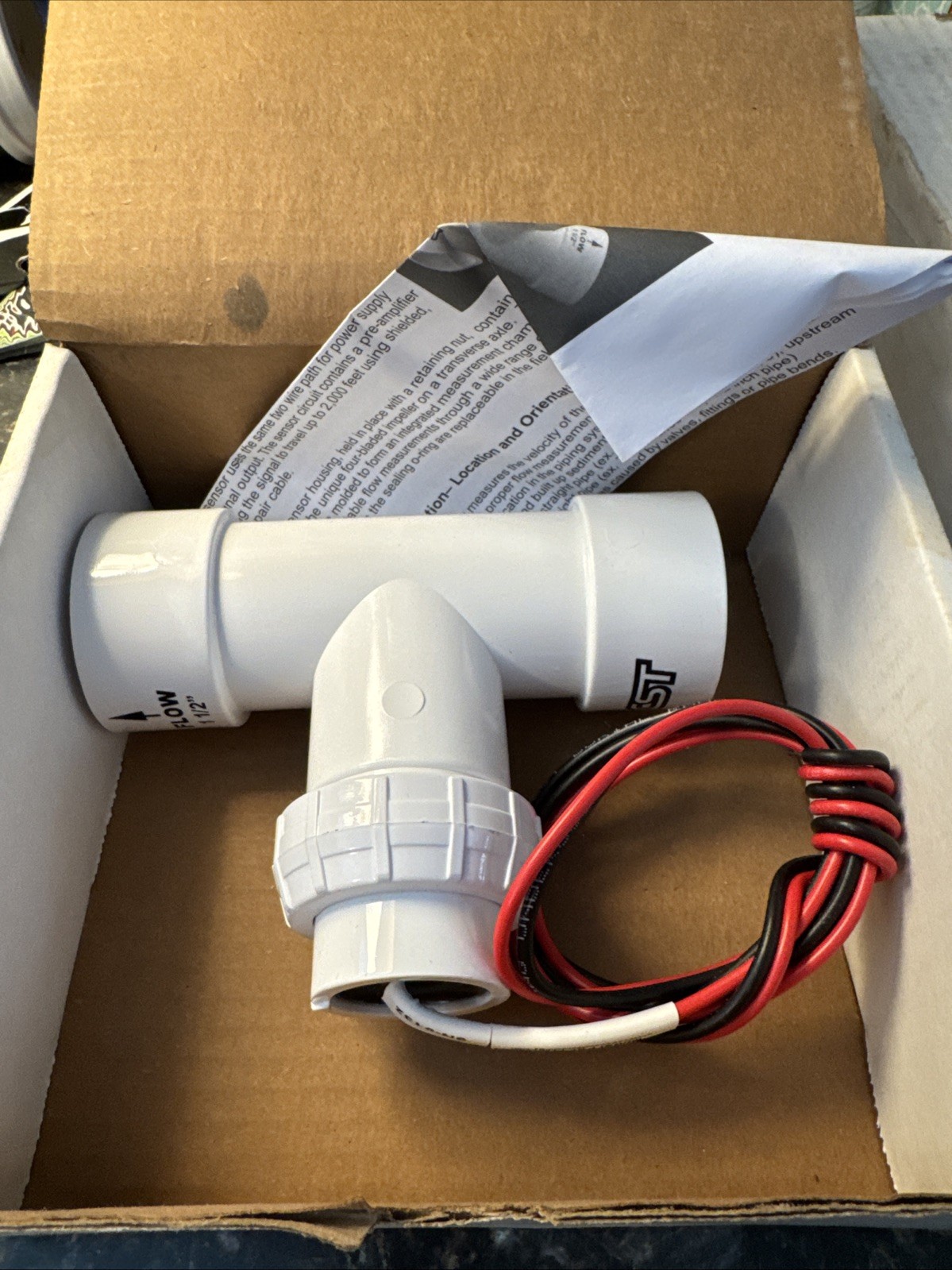 FLOW SENSOR Creative Sensor Technologies FSI-T15 TEE, 1-1/2" PVC