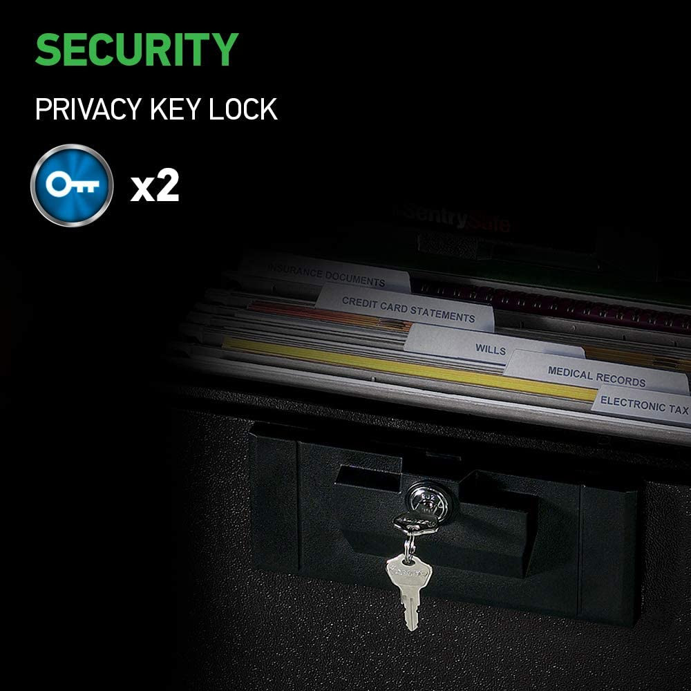 Black Fireproof Document Box with Key Lock, Safe Secures Files and Documents for