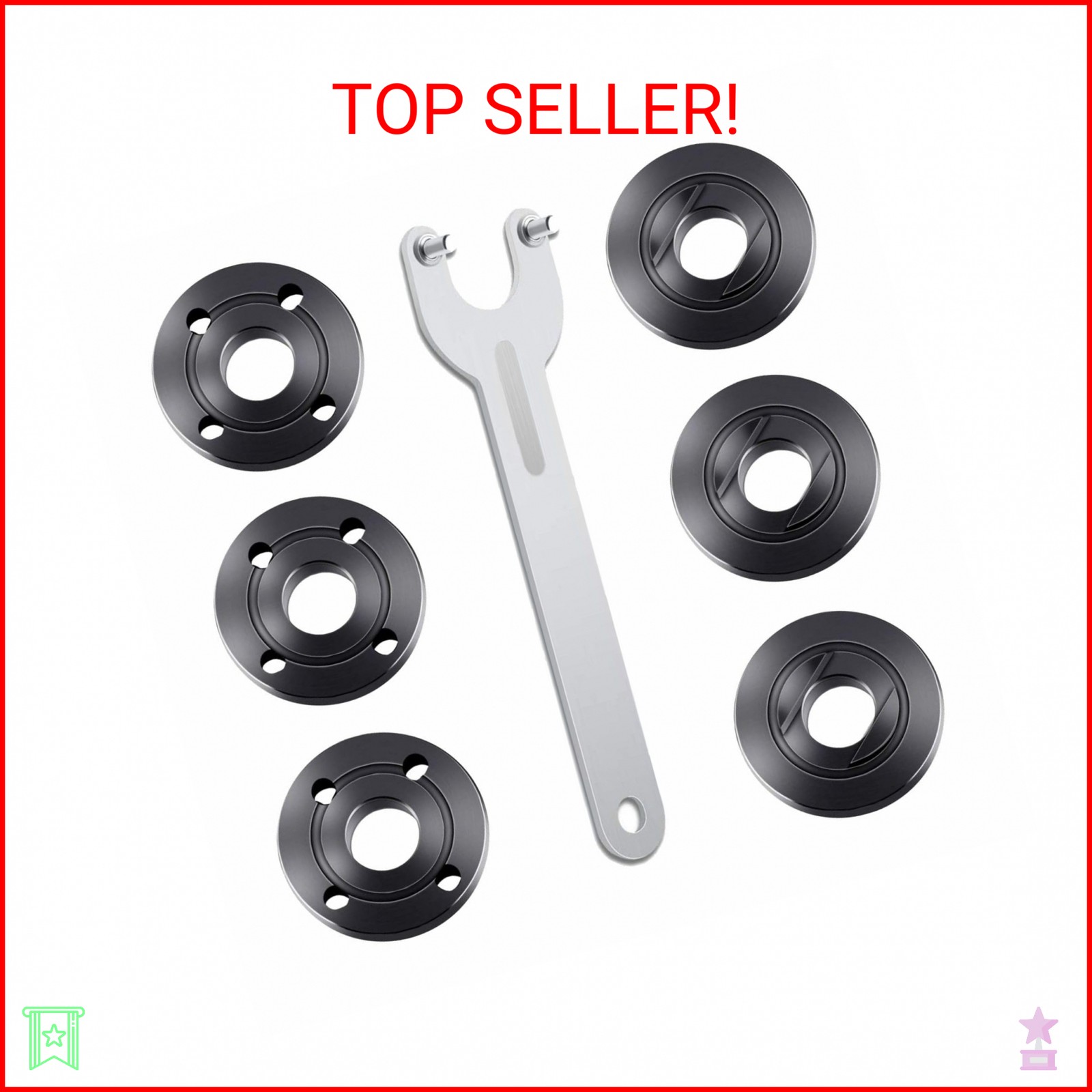 7PCS Angle Grinder Nut Angle Grinder Wrench Kit 5/8-11 Flange Metal Lock Nut for