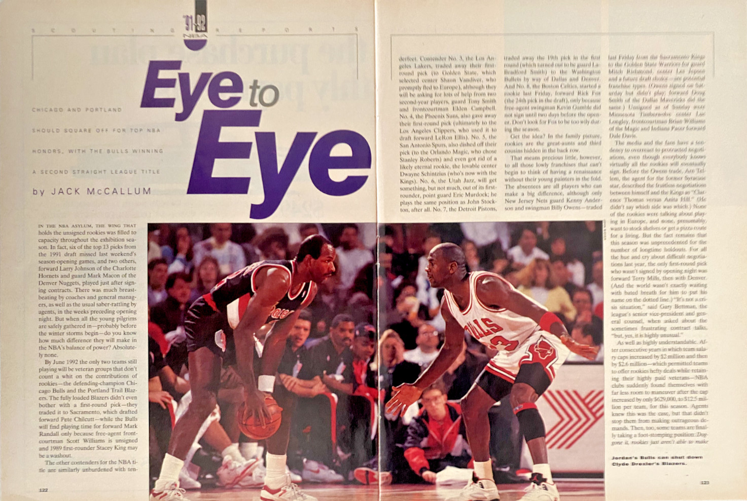 Clyde Drexler Blazers vs Michael Jordan Bulls Vintage 1991 Magazine Article