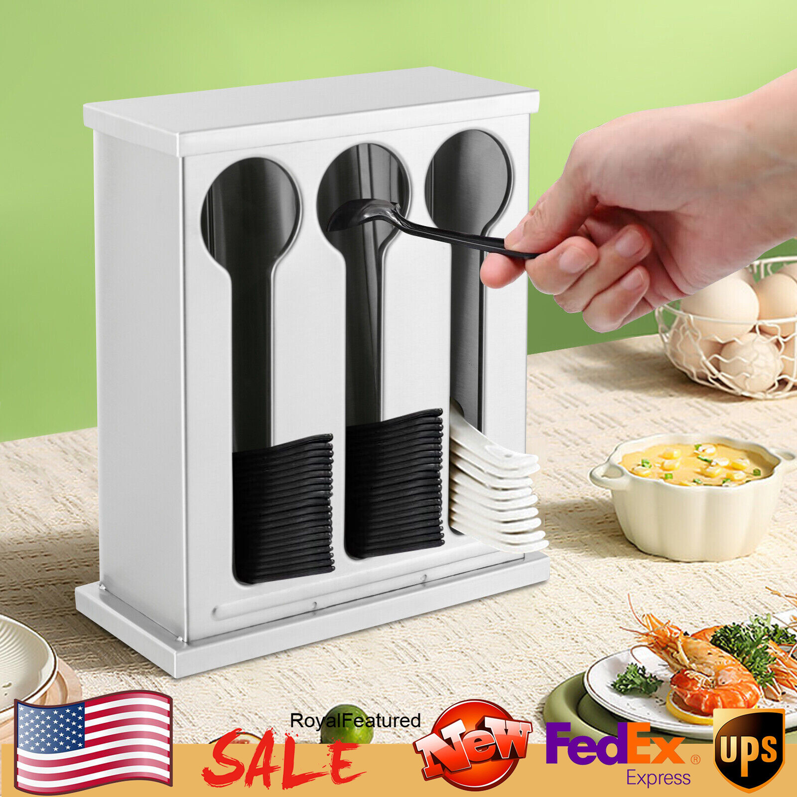 Utensil Dispenser For Spoon Fork Utensil Holder Station Stainless Steel