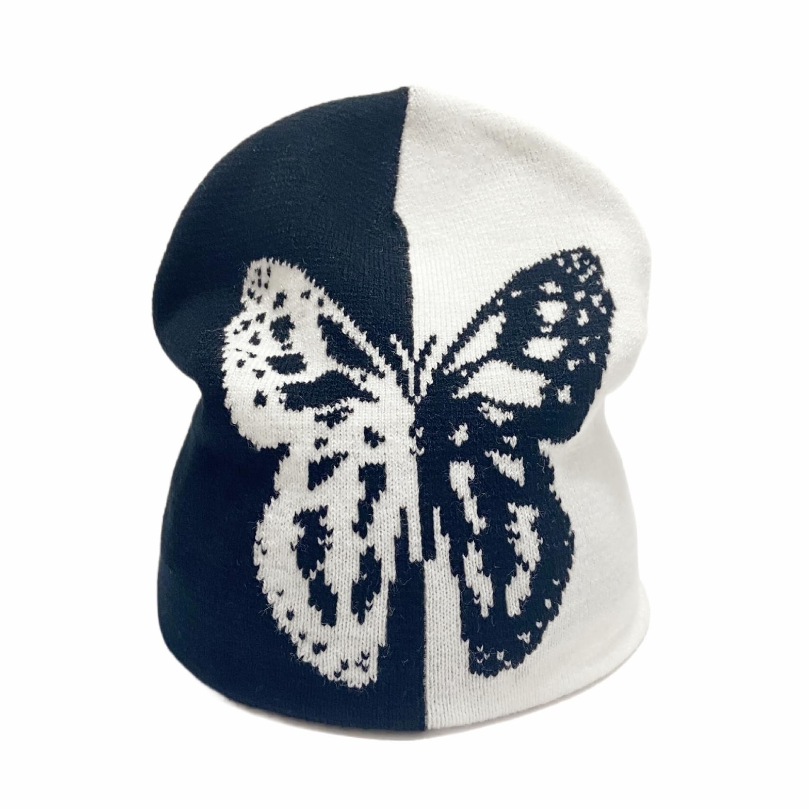 Women Butterfly Printing Beanie Hat Y2K Wireless Winter Knit Skull Cap Graphi...